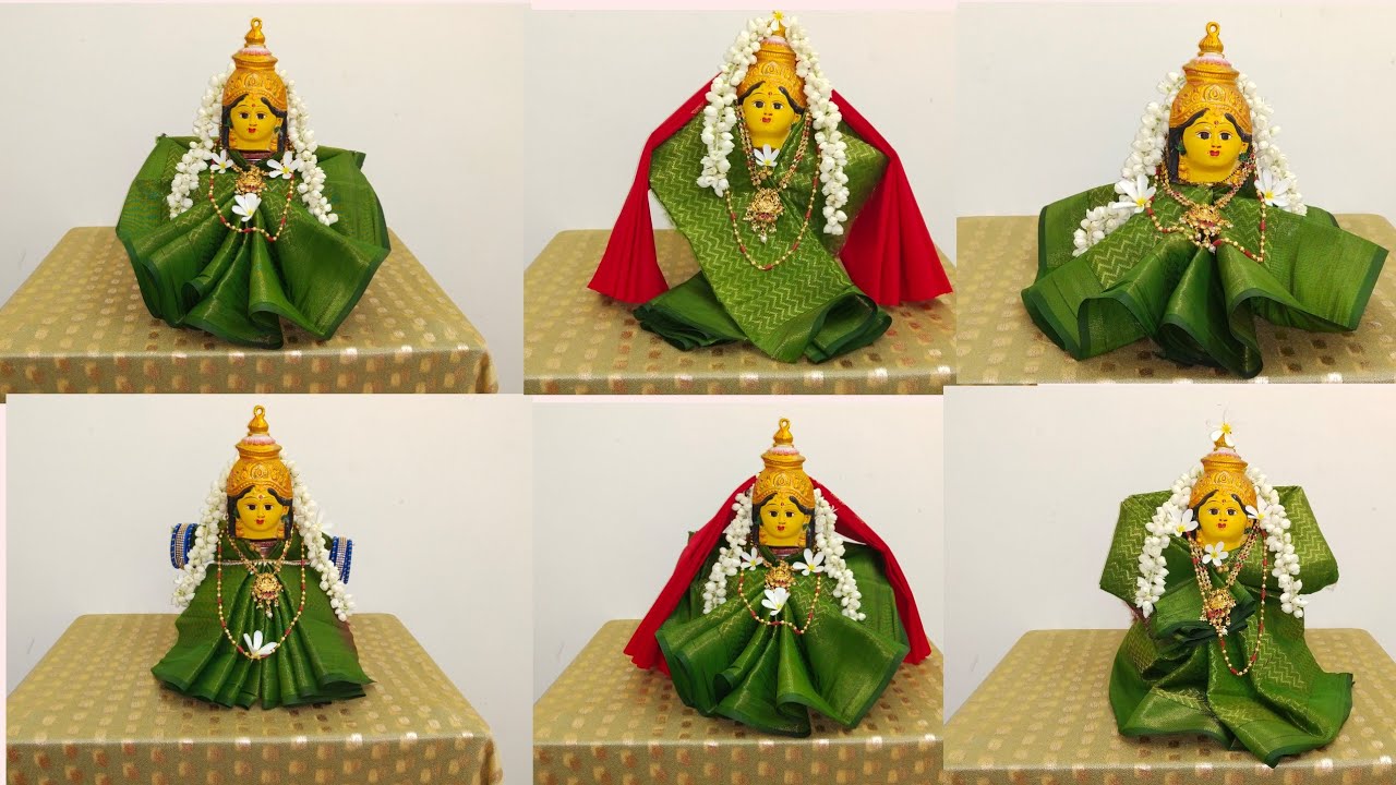 Draping kalasha of godess with blouse piece|varamahalakshami pooja decoration