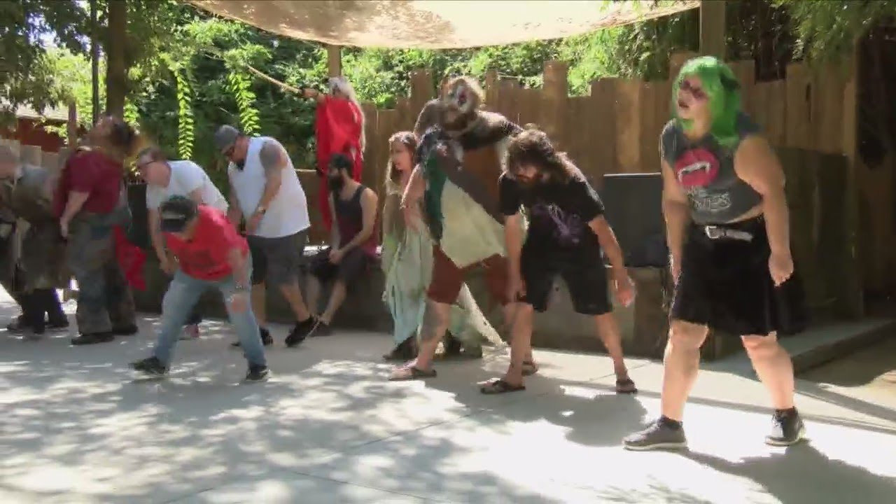 Ghosts and zombies audition for Sanger haunted attraction Hobb's Grove 