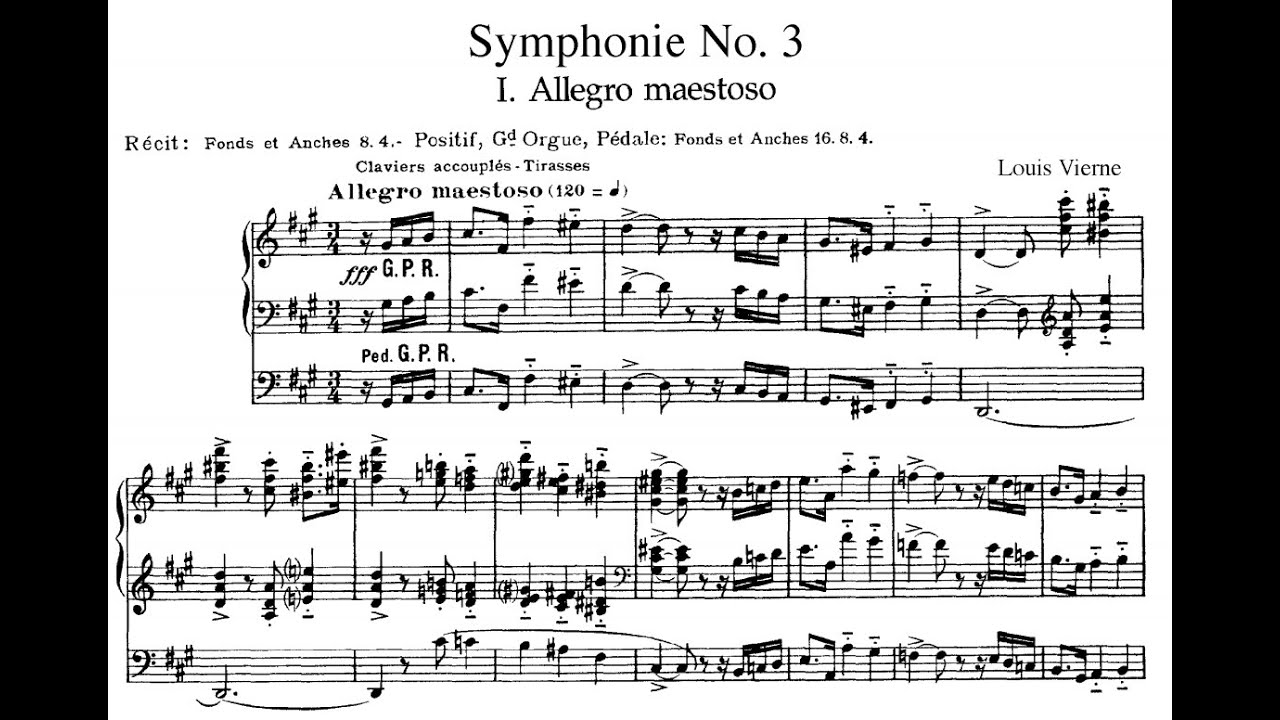 Louis Vierne - Symphonie No.3 Op.28 - I. Allegro Maestoso (Score Video)