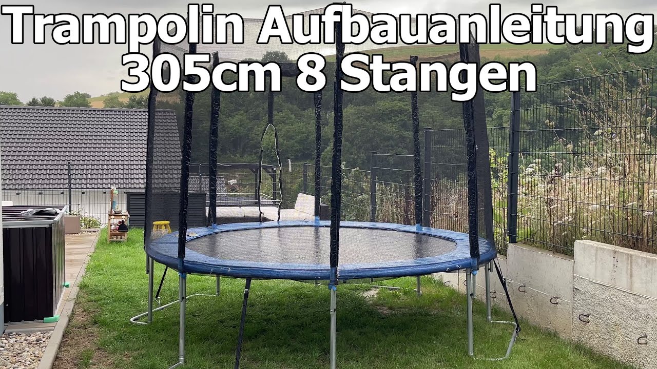 Trampolin Aufbauanleitung mit Bodenanker - 305cm & 8 Stangen