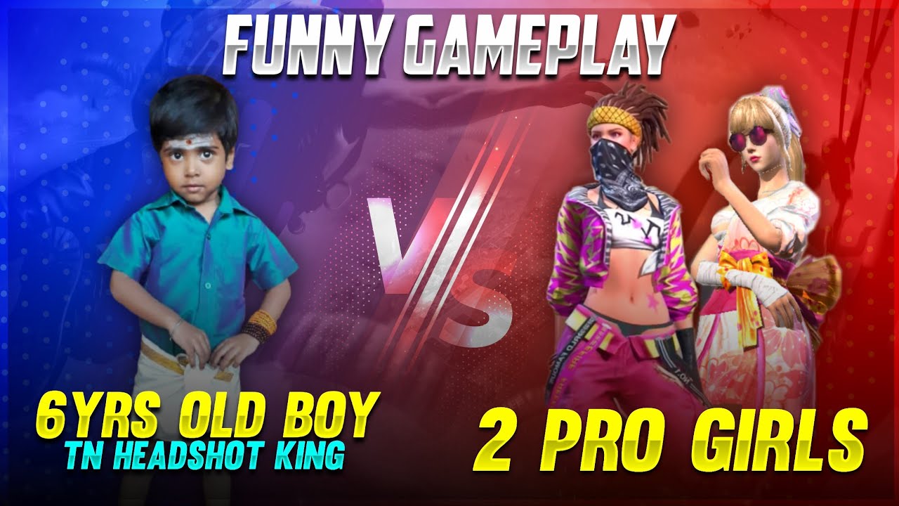 Free Fire One 6yrs Old Boy vs 2 Pro Girls Clash Squad Funny Gameplay   Tricks In Tamil | Pvs Gaming