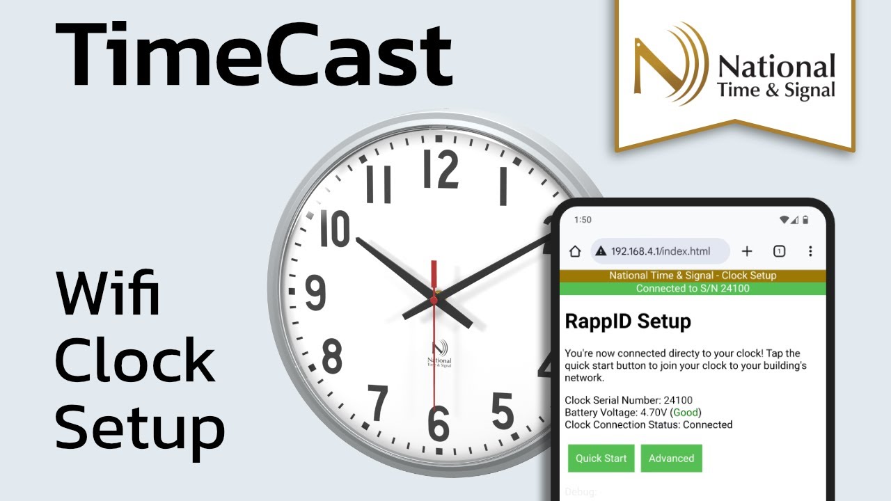 TimeCast Wifi Clock Setup | National Time & Signal