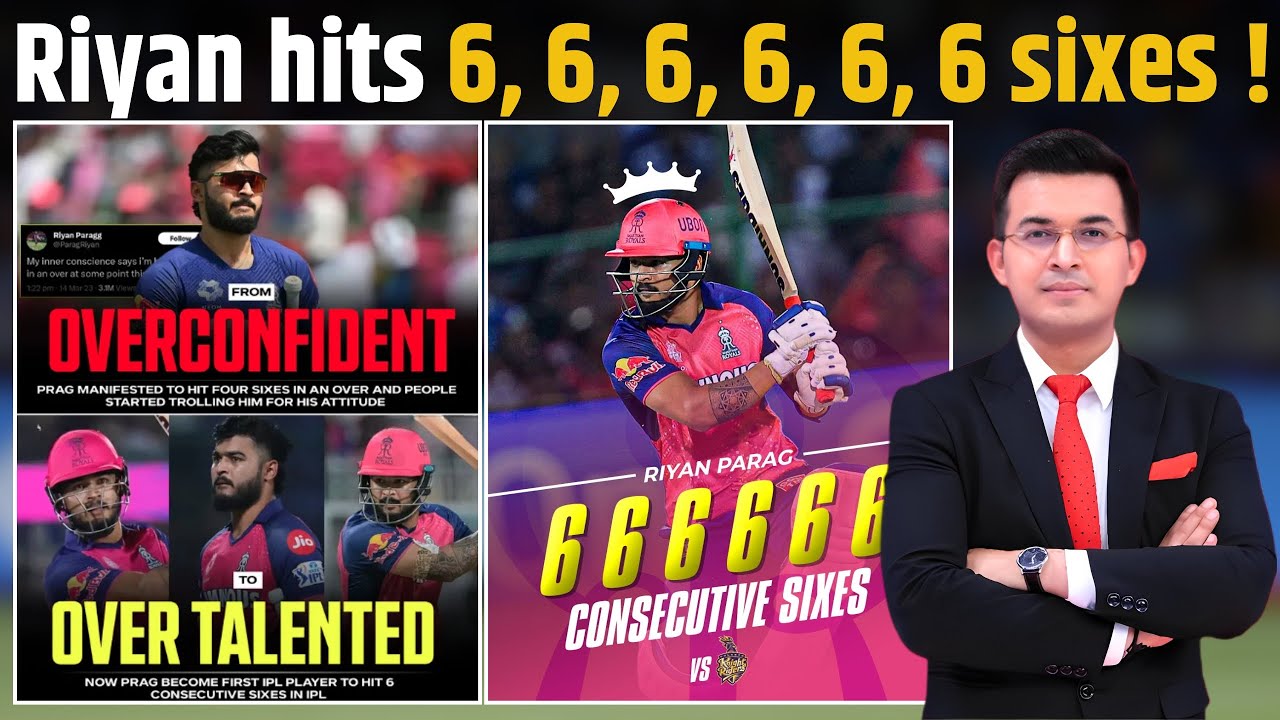 6,6,6,6,6,6 Riyan Parag Creates History, Becomes 1st Batsman To Hit Six Back-To-Back Sixes In IPL.