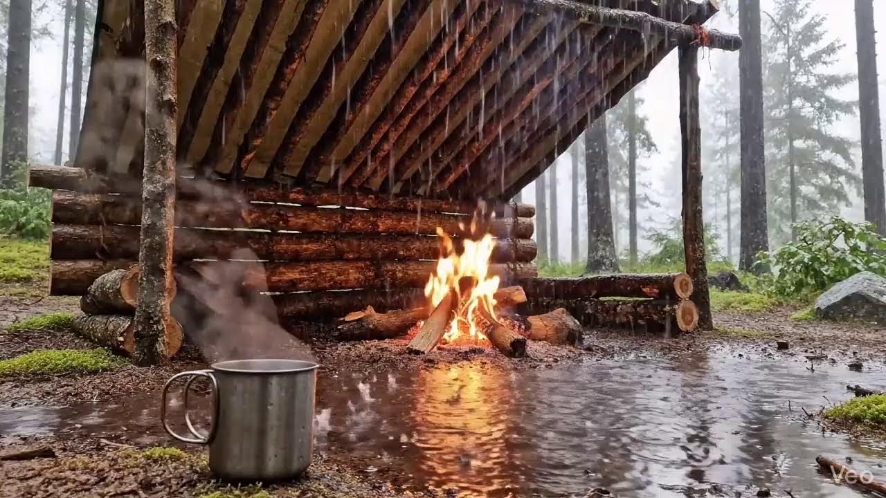 Streaming Peaceful Rain & Fire in the Woods | ASMR for Focus
