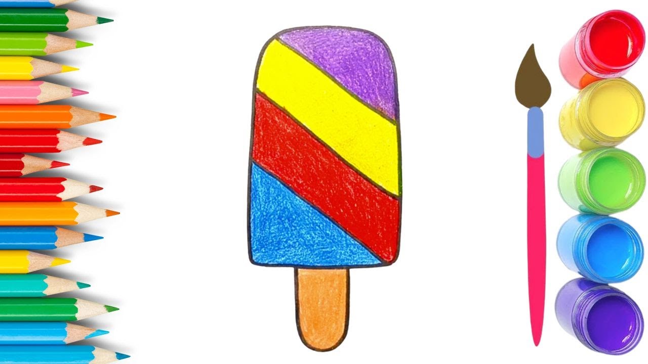 How To Draw cute Ice-cream Drawing, Painting & Coloring For Kids and Toddlers_🌈🎨 🐋