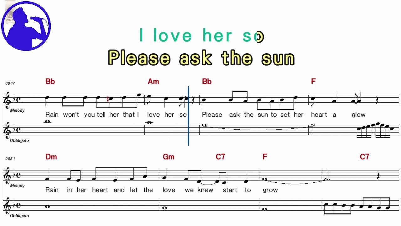 The Cascades - Rhythm of the rain karaoke version sheet music for players,chorus added(Ye karaoke)