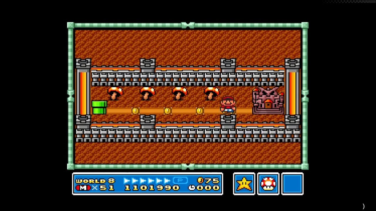 Super Mario Bros 3 All Stars - World 8 - Bowser Castle - 82