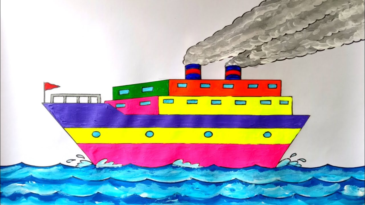 Ship drawing easy / how to draw ship step by step / খুব সহজে জাহাজ আকা শিখি