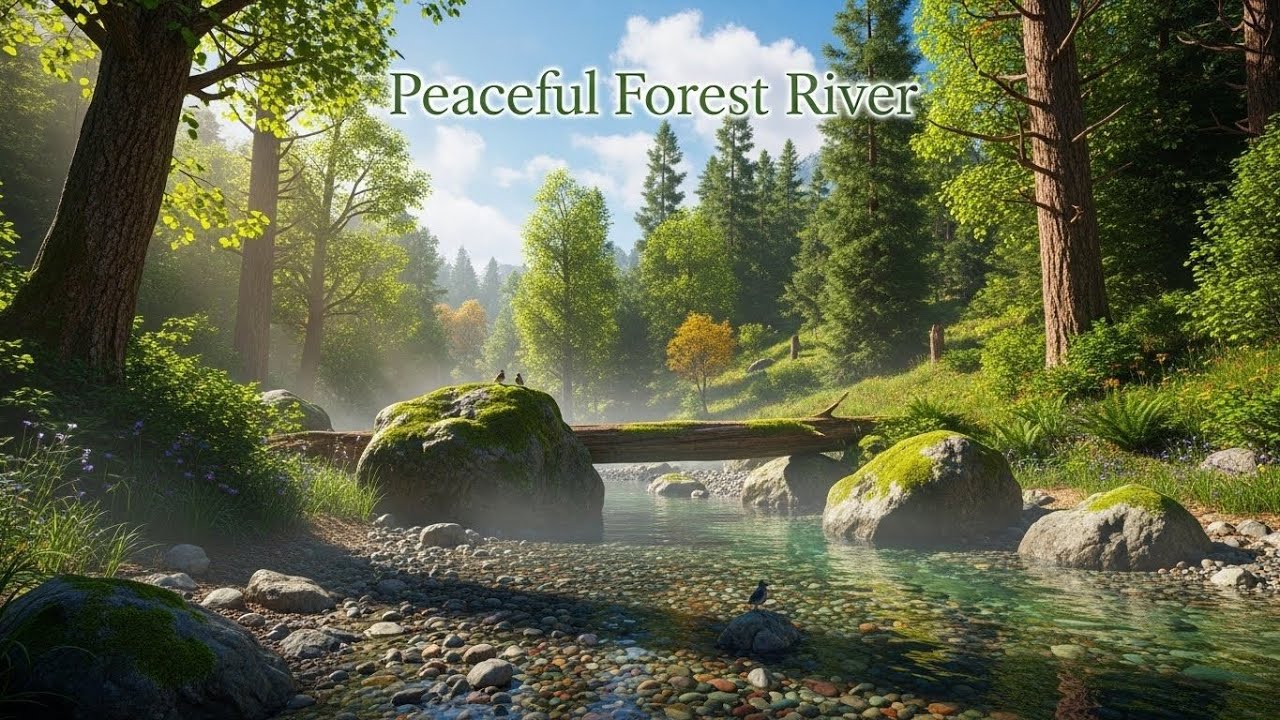 Tranquil River in Forest 🌲🌊 Relaxing Nature Ambience for Focus and Serenity #2604