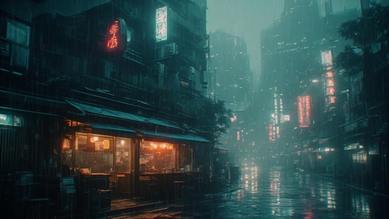 Gentle Rain in Traditional Town at Night with Lofi Beats | Peaceful Soundscape for Sleeping 🌙🎧