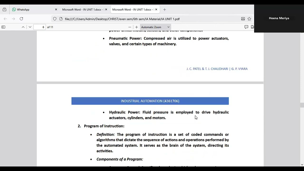 UNIT-1(IA):Element of an Automated system