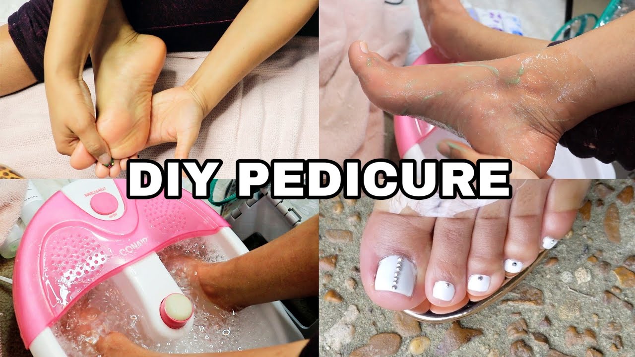 At Home Pedicure Tutorial! White Gel Nails *(soft feet) Maintenance Series