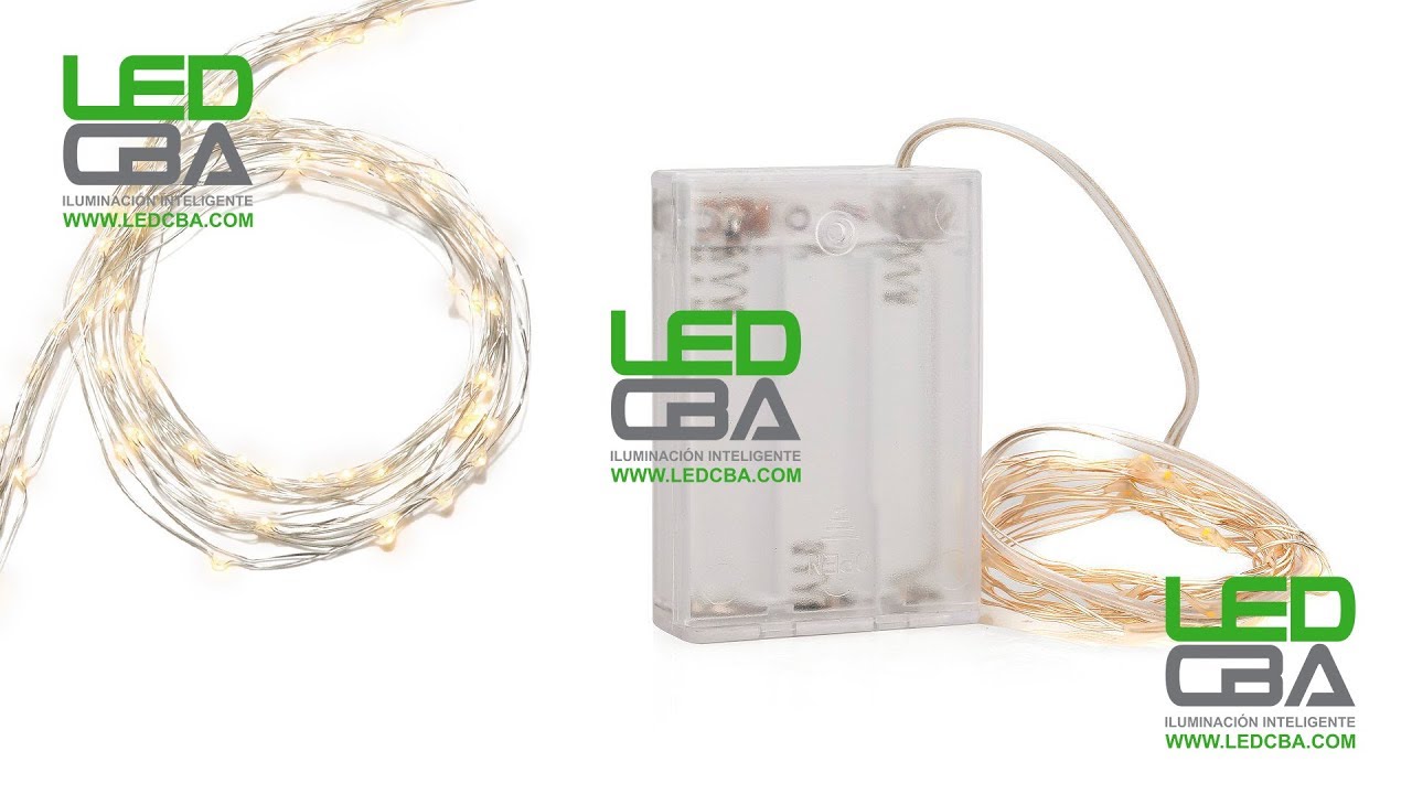ALAMBRE LED 5 METROS 50 MINI LED VIRUTA A PILA LUZ C&Aacute;LIDA
