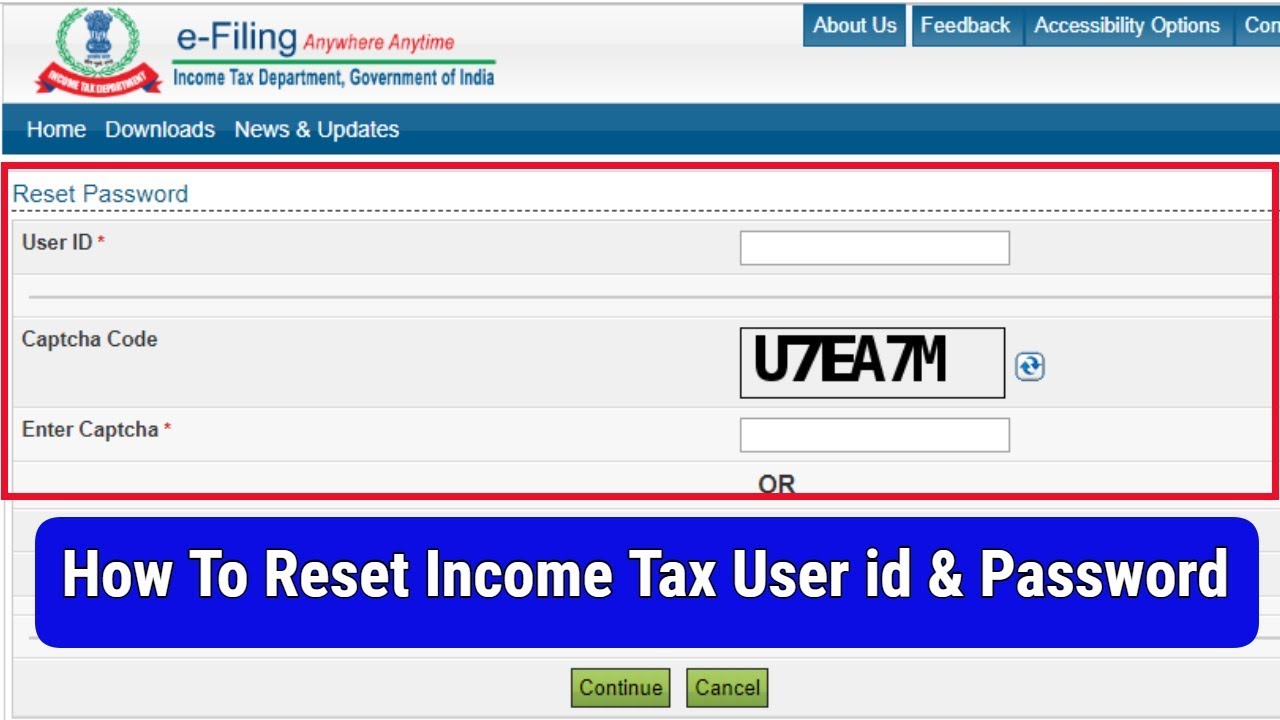 How To Reset Income Tax User id & Password | in Hindi