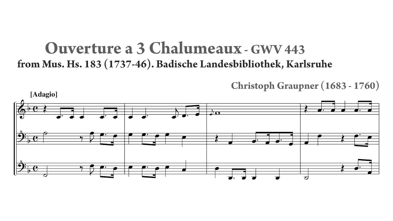 Christoph Graupner - Ouverture for 3 Chalumeau in F major, GWV 443