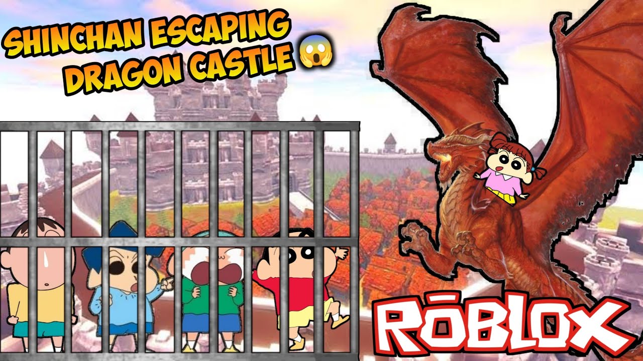 Shinchan bo masao kazama trying to escape dragon castle 😱 | roblox games | shinchan playing roblox 😂