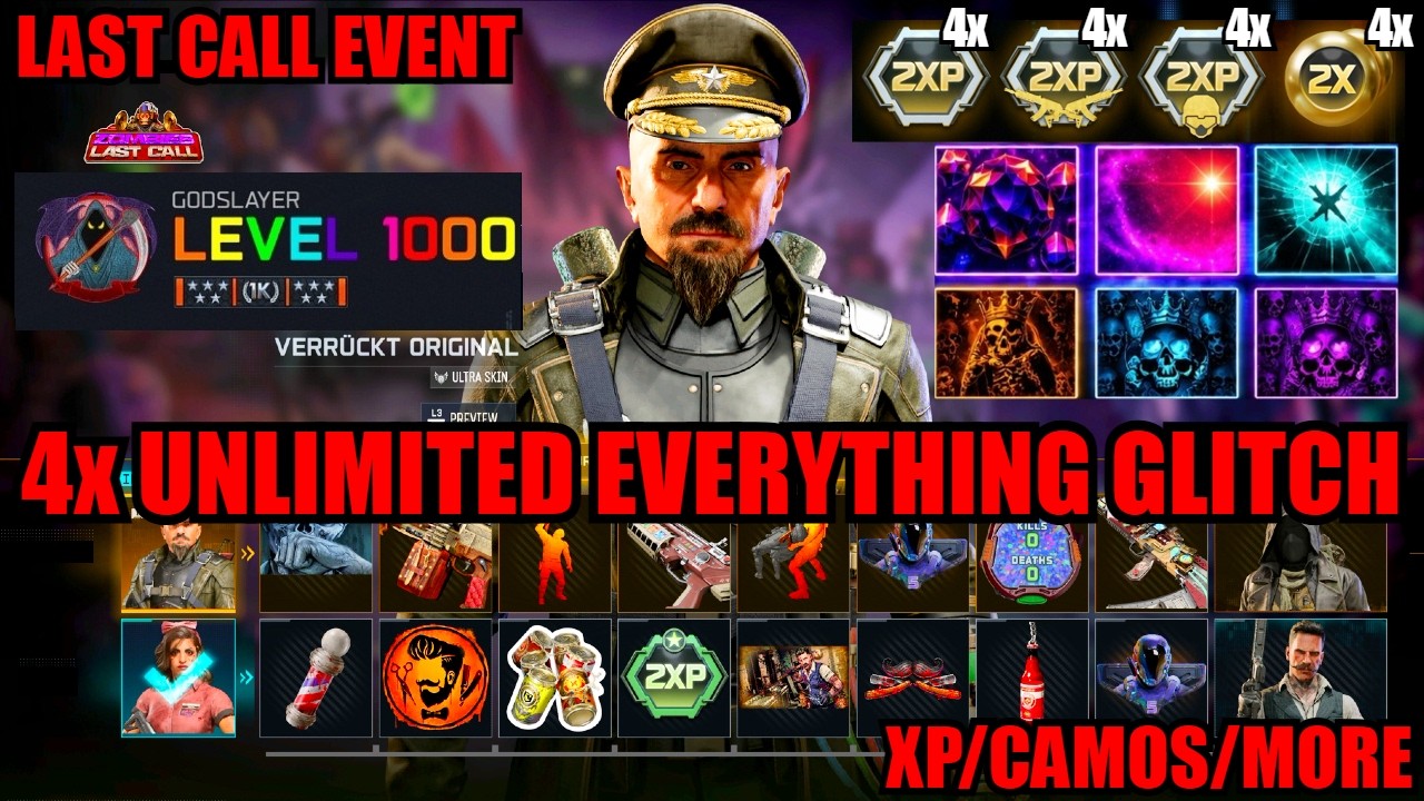 BROKEN 4x *BRAND NEW* UNLOCK EVERYTHING GLITCH! LAST CALL/XP/CAMOS! BO7 GLITCHES! BO7 ZOMBIE GLITCH!