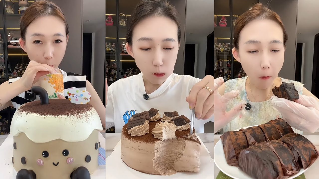ASMR Mukbang Chocolate Cake & Tiramisu | Rich & Moist Eating Sounds | Dessert Feast