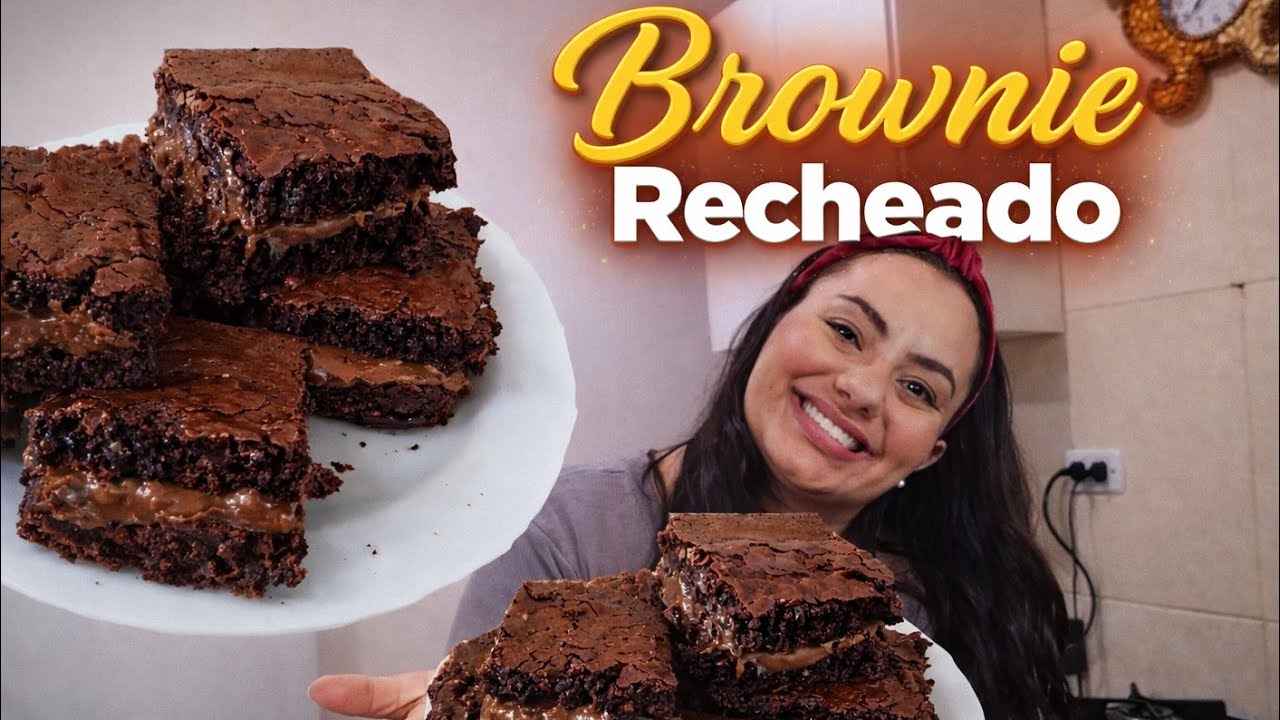 COMO FAZER BROWNIE DE NESCAU RECHEADO COM BRIGADEIRO 