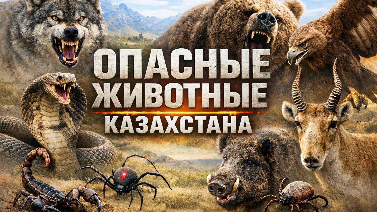 20 САМЫХ ОПАСНЫХ ЖИВОТНЫХ КАЗАХСТАНА | Кобры, Медведи, Волки и Степные Угрозы