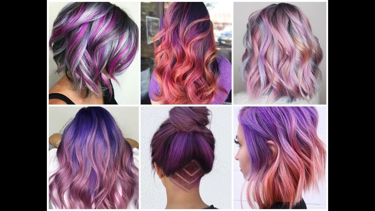 Pretty Purple Highlights and Balayage Ideas for Blonde, Brunette and Red Hair