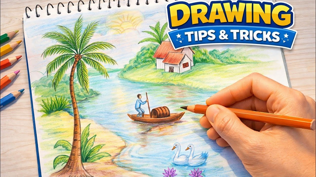 Most Satisfying Village Scenery Drawing ✨ | Dream Draw