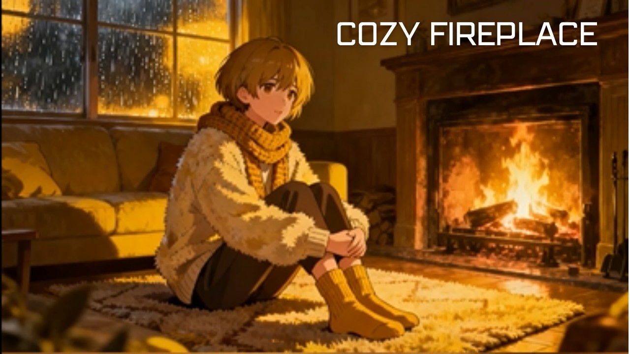 Hot Chocolate & Cozy Fireplace Ambience | Ghibli style
