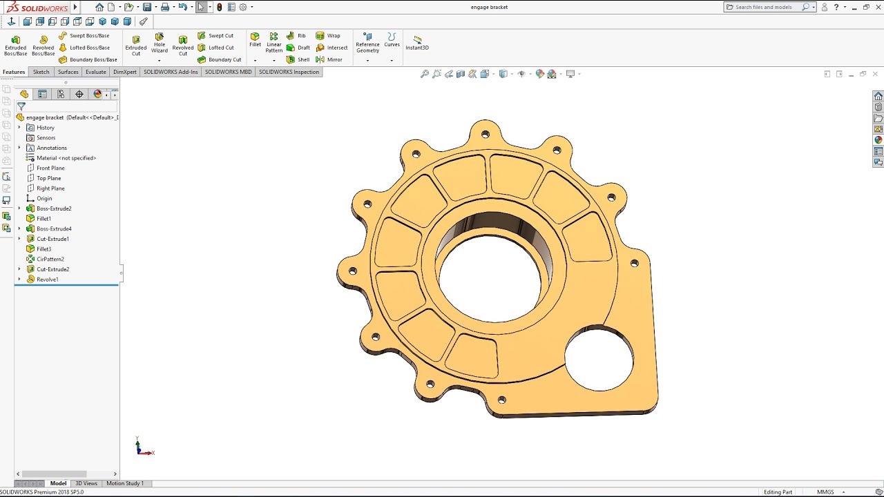 Solidworks Tutorial Engage Bracket #Solidworks #SolidworksTutorial
