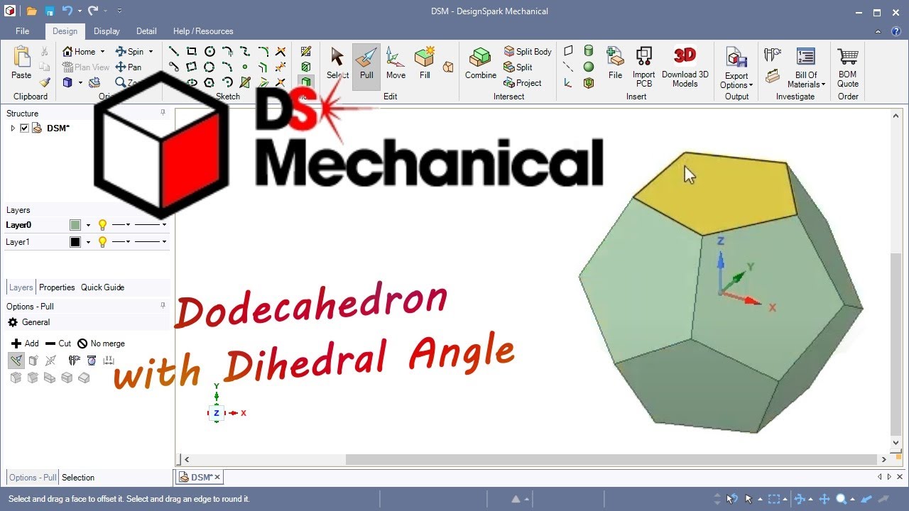 DesignSpark Mechanical #26 | How to Make a Dodecahedron 3D with Dihedral Angle
