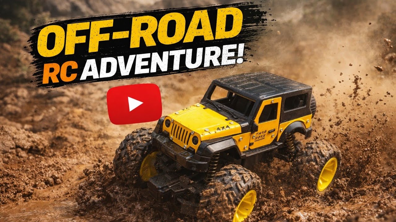 4X4 Off Road Testing RC Jeep.😱 RC Thar 4x4 Off Roading🔥. #4x4 #offroad #thar #jeep #monstertruck 