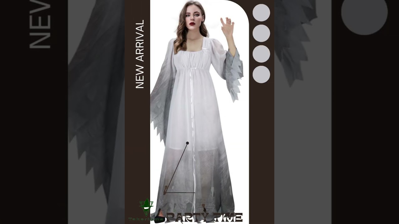 Gothic Victorian White Fancy Dress Women Gossamer Ghost Halloween Costume Takerlama