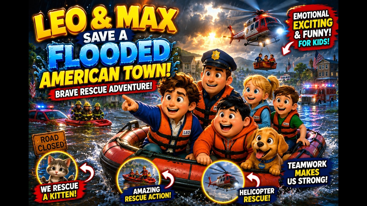 Leo & Max Save a Flooded American Town 🌊 | Flood Rescue Adventure Cartoon for Kids