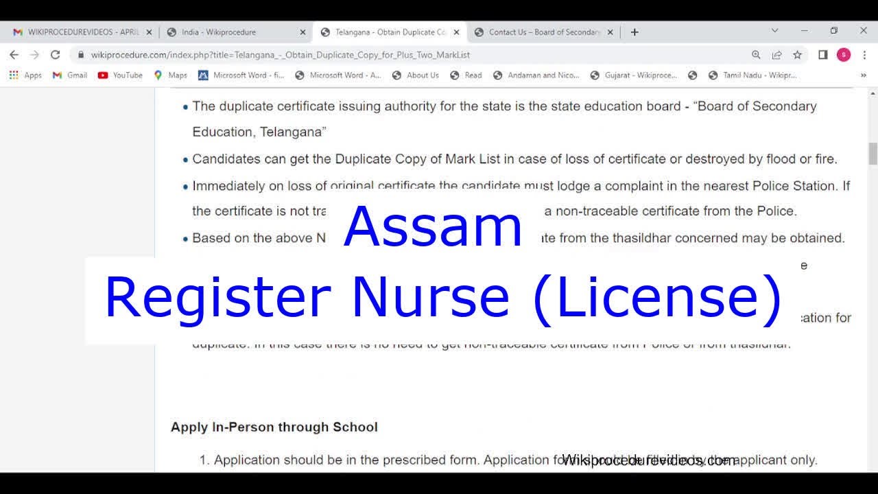 Assam - Register Online as Nurse (License) (Online)