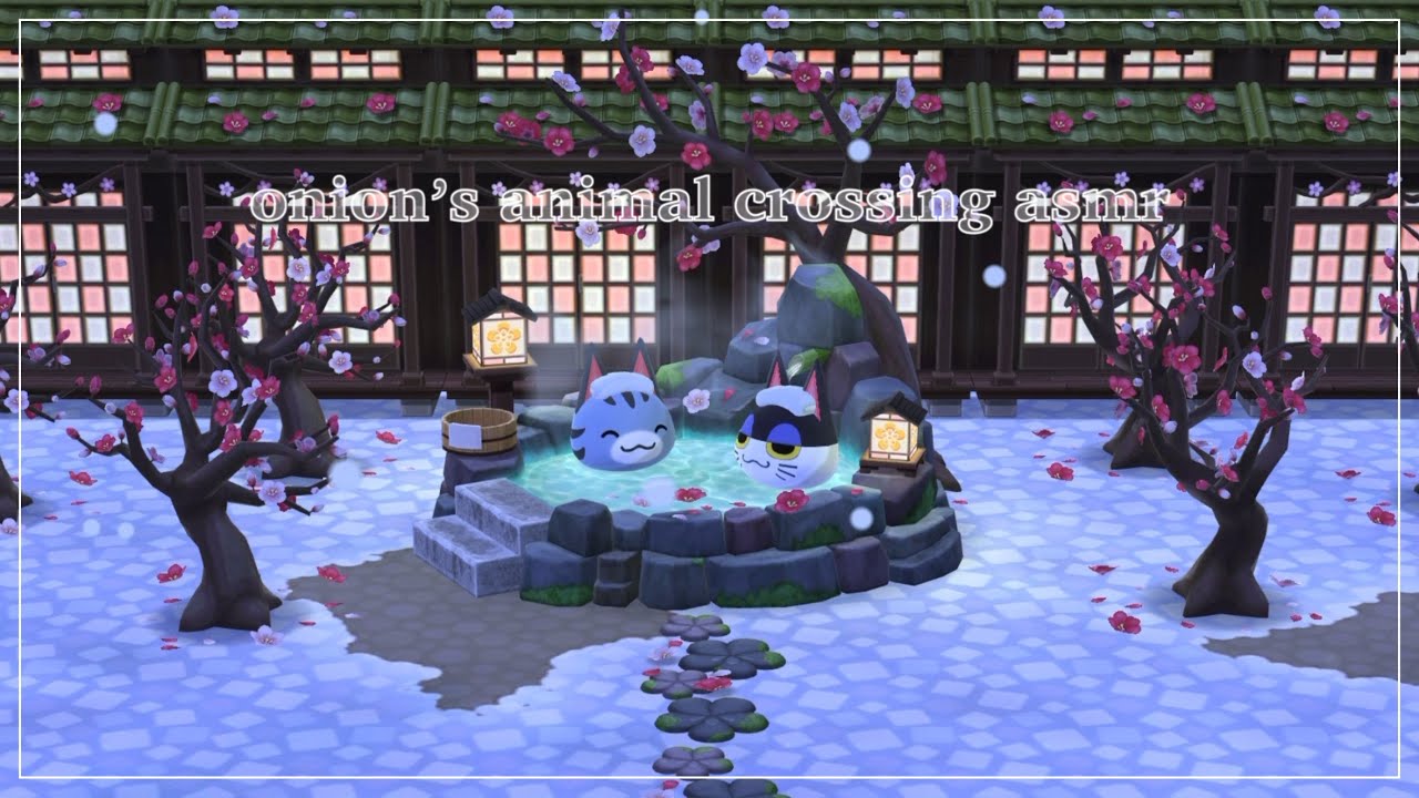 Relaxing Hot Spring on a Snowy Night ❄️ | Animal Crossing ASMR