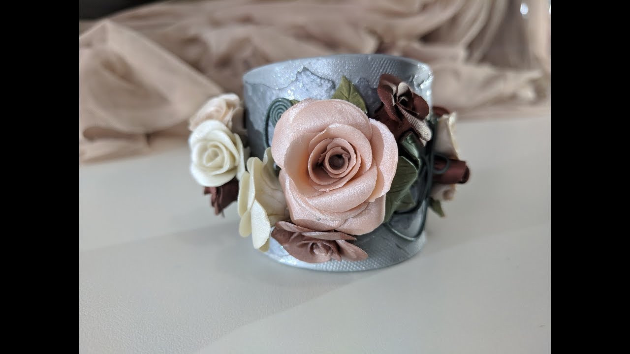 HOW TO MAKE ROSES LEAVES VINES | POLYMER CLAY | BRACELET CUFF | TUTORIAL
