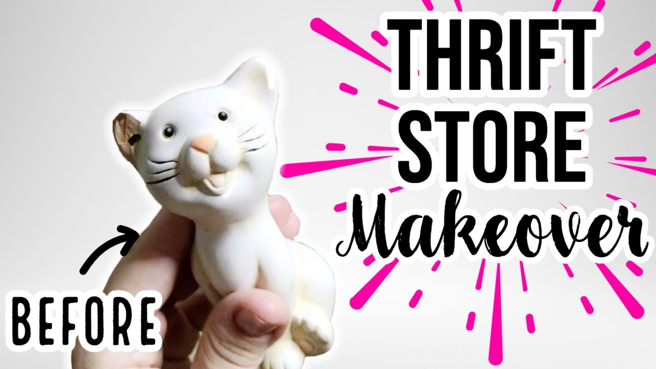 THRIFT STORE makeover | Transforming STATUES into ART | CYBERPUNK CAT