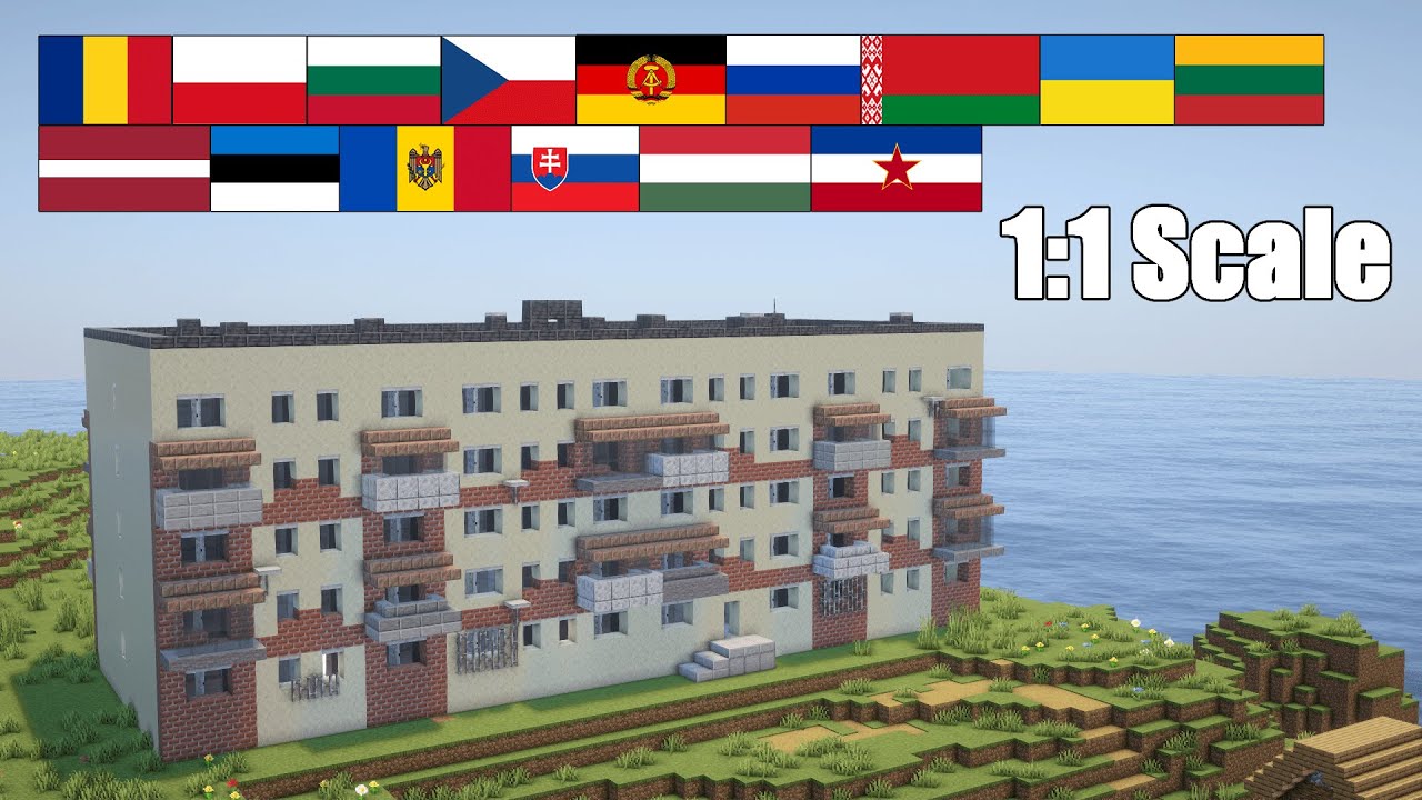 How to build a 5 story Eastern European apartment block(Khruschevka) in Minecraft | Build Tutorial