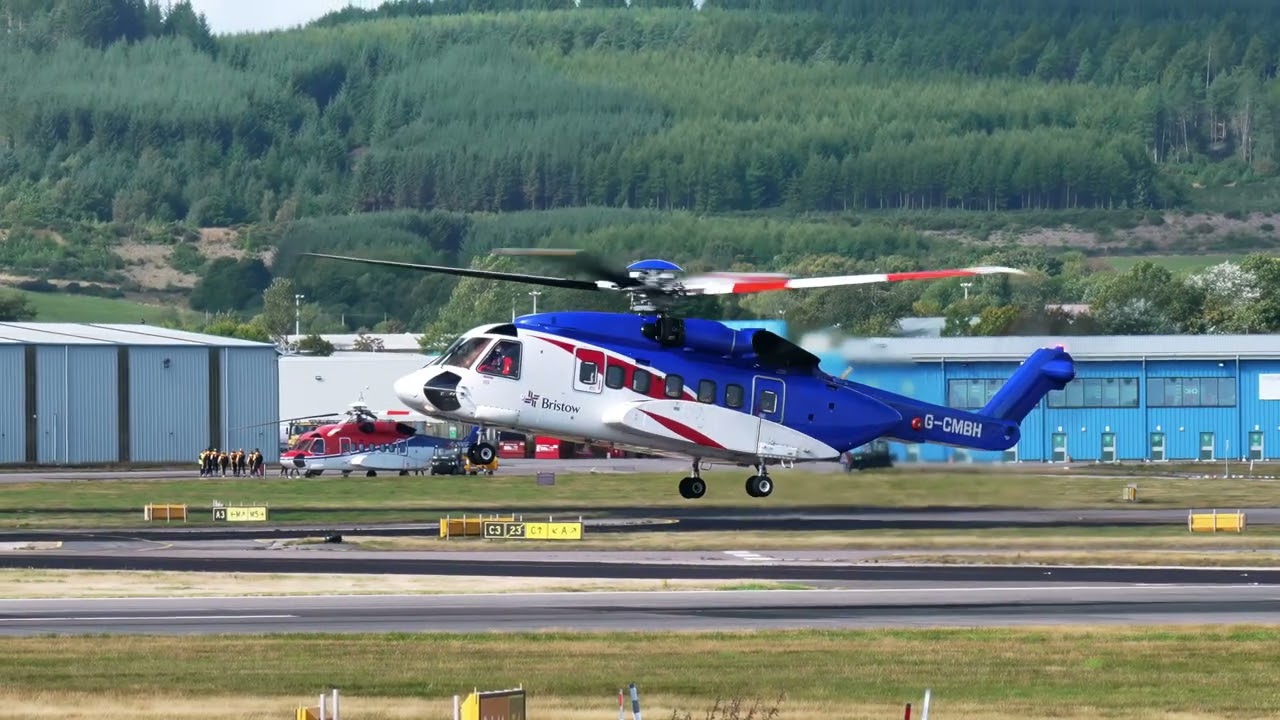 [4K] Bristow Sikorsky S92  take off at Aberdeen Airport
