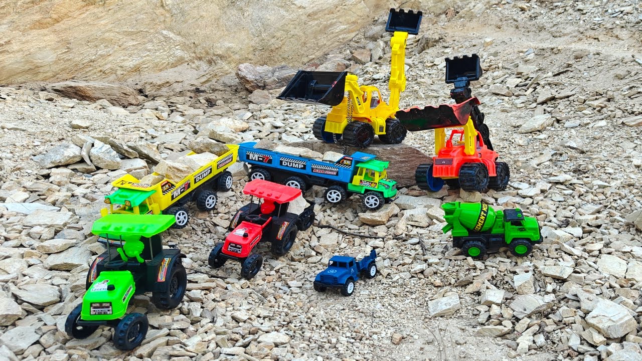 Stone Loading and Transport by Powerful  Trucks & Loading Vehicles | Kids Toy Aura 