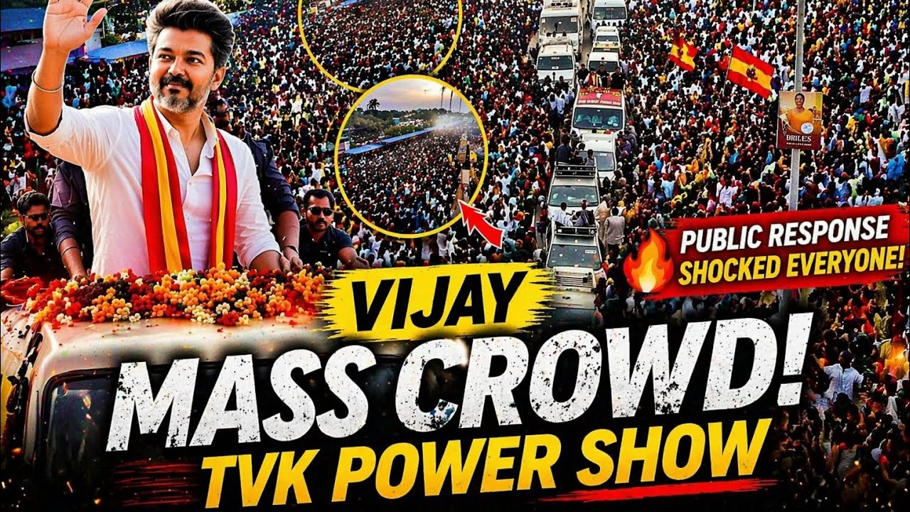 😱 Огромная толпа на концерте Виджая в Тутикорине 🔥 | Шоу TVK Power Show | Публика сходит с ума 🚨