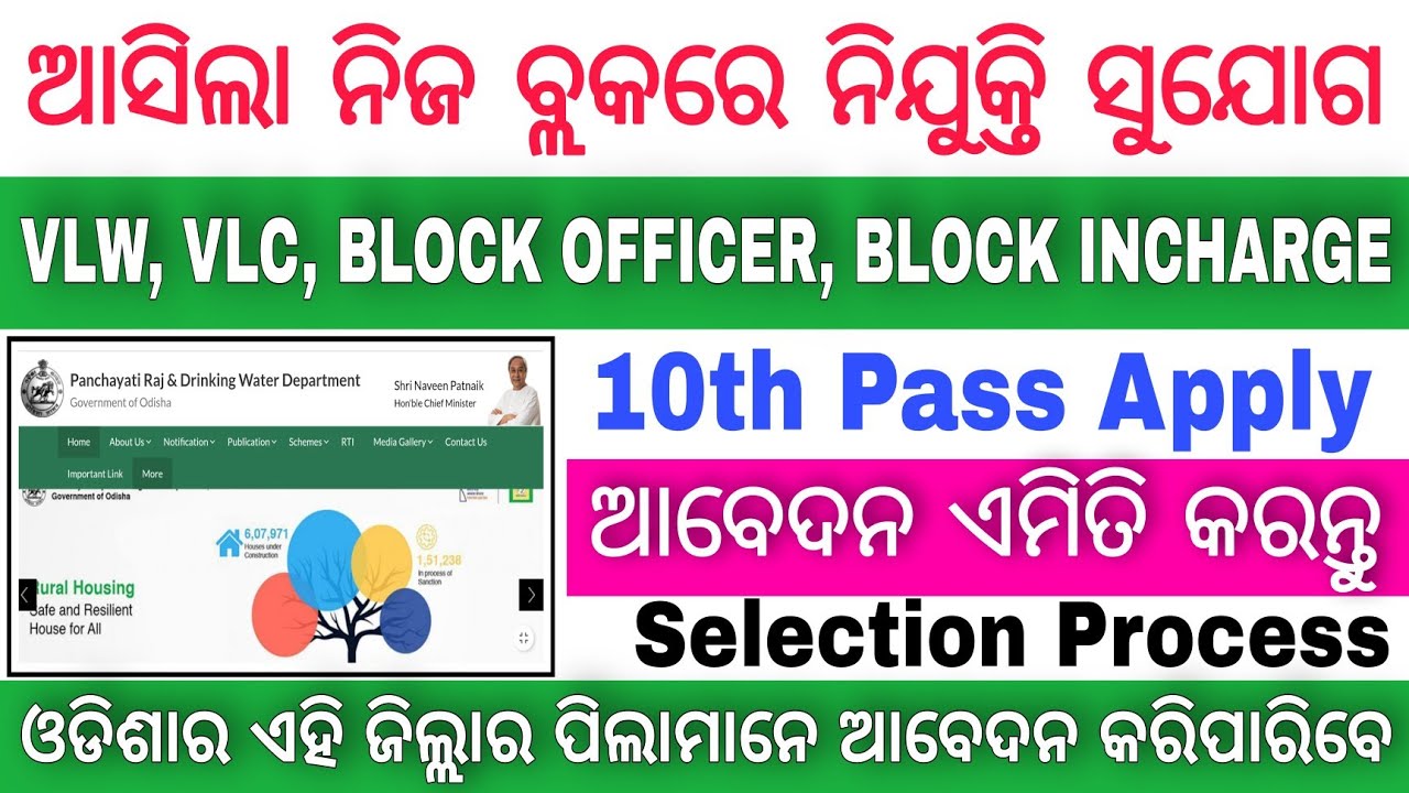 Odisha Block level Recruitment 2021 | VLW,VLC,BLOCK OFFICER,BLOCK INCHARGE Post Apply |10th Pass job