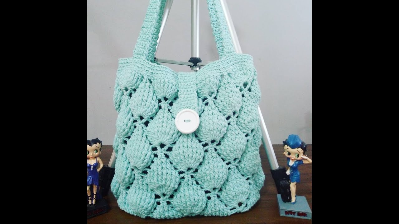 Bolsa folhas de crochê em relevo/#crochetbag/ #pretamoraes