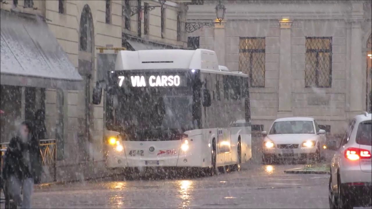 Buses in the snow - Vicenza (Italy)