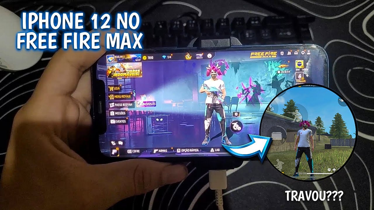 FREE FIRE MAX TUDO NO ULTRA NO IPHONE 12!! SERÁ QUE RODOU???