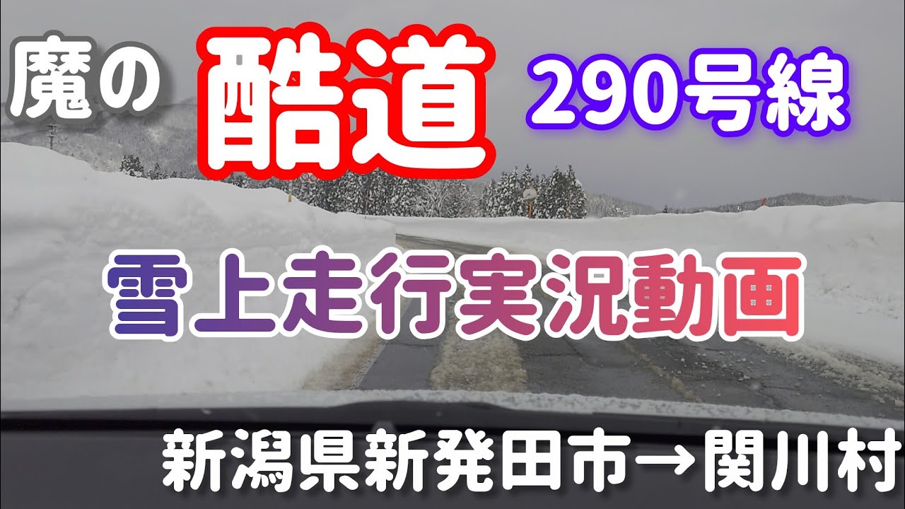 2026年2月3日の国道290号線の雪の実況です!新潟県新発田市→関川村の道の駅関川までの走行動画です