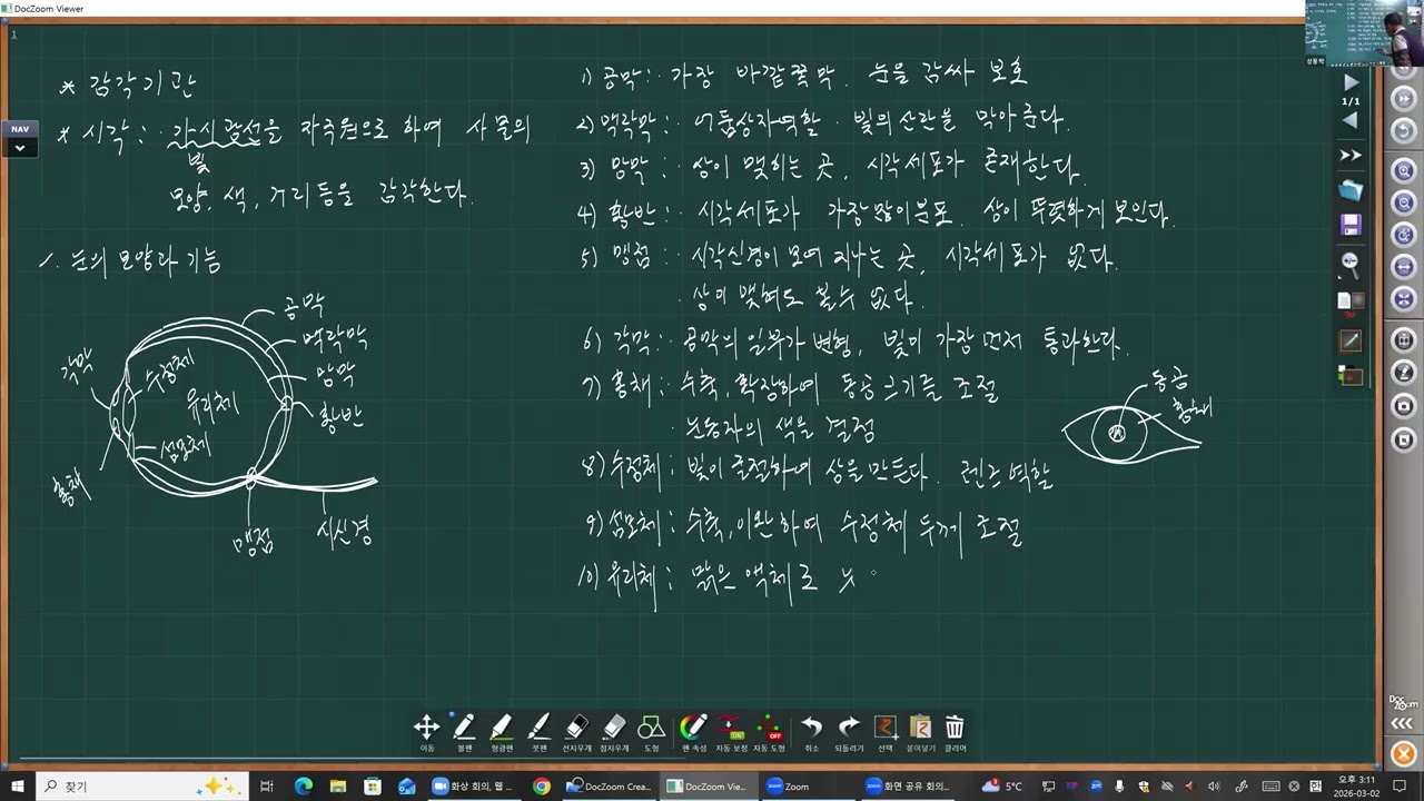 중3과학-감각기관 *샘은 민성, 태우를 응원합니다. 홧팅!!!
