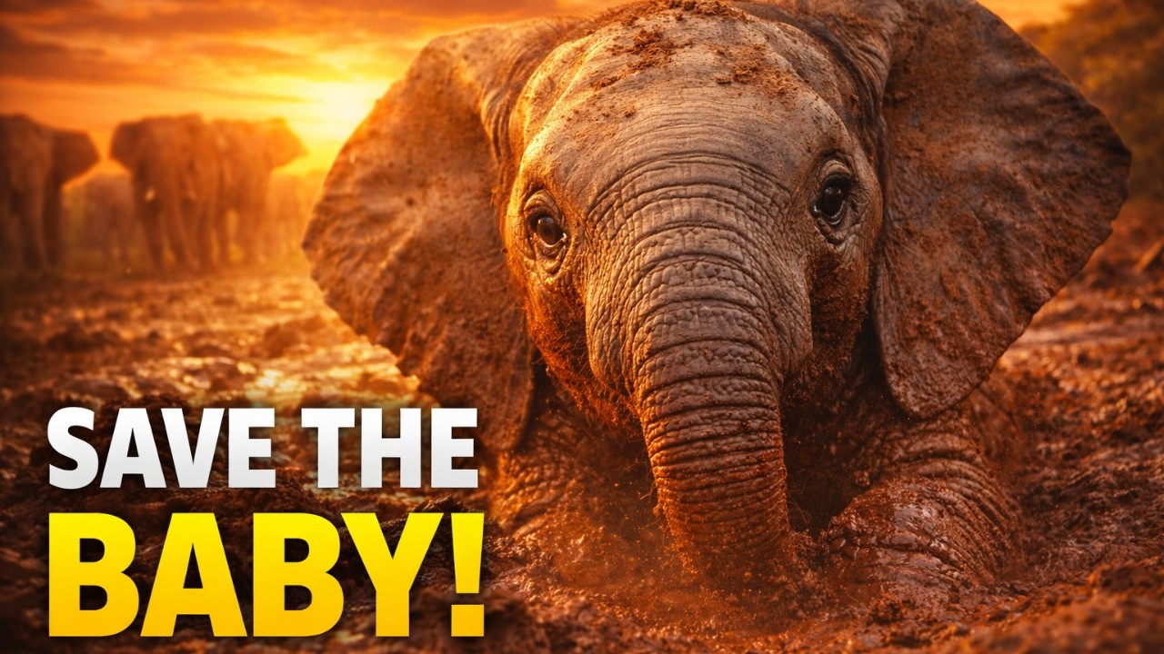 emotional wildlife rescue baby elephant stuck in mud saved