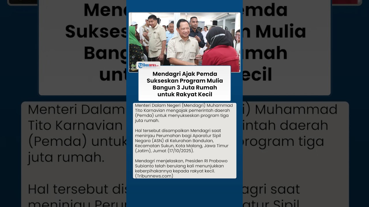 Mendagri Tito Dorong Pemda Dukung Program Pembangunan Tiga Juta Rumah