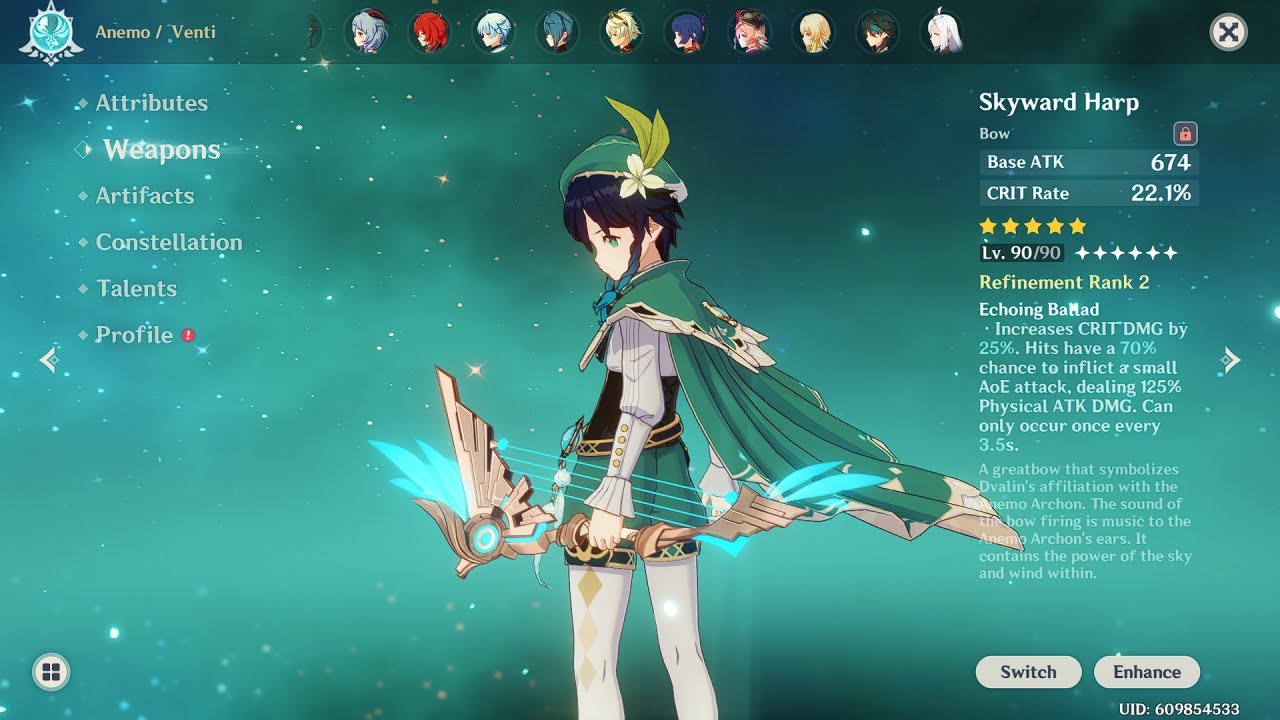 [Genshin] Venti Solo NoHit lvl 90 Childe