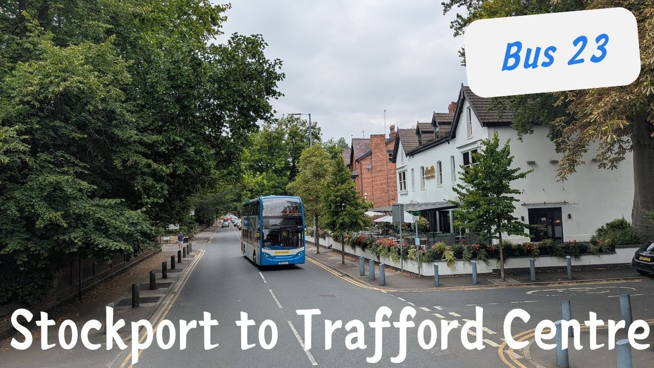 Cycling against traffic | Bus 23 Stockport to Trafford Centre | Greater Manchester | August 2025